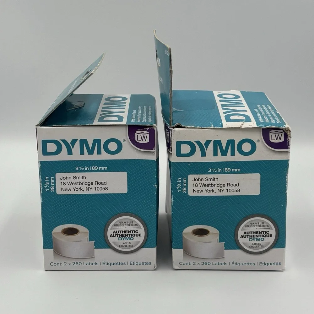 DYMO‎ LabelWriter 30320 White Address Labels 1 1/8 x 3 1/2, 260 labels Lot Of 2